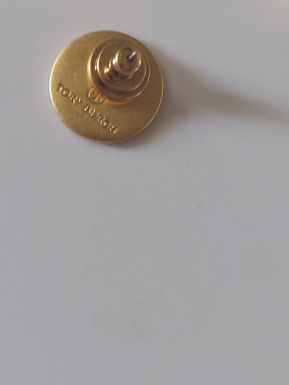 Tory Burch Black and Gold Logo Round Studs - Picture 4 of 4